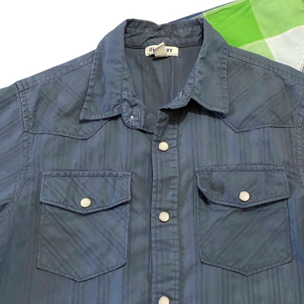 Old Navy Boys Shirts Size 10 Lot of 2 Western Pearl Snap Plaid Short Sleeve - Picture 6 of 15